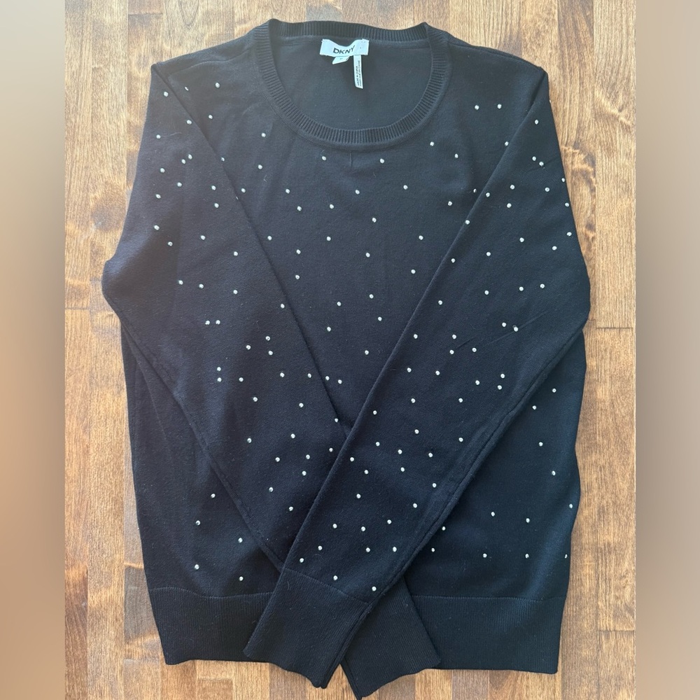 DKNY Black Embellished Sweater Medium NWOT